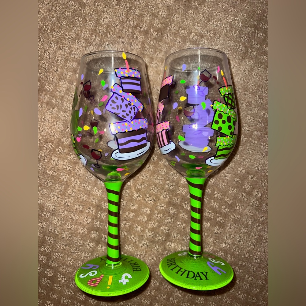Matching Birthday Wine Glasses